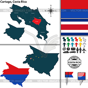 Map of Cartago, Costa Rica.