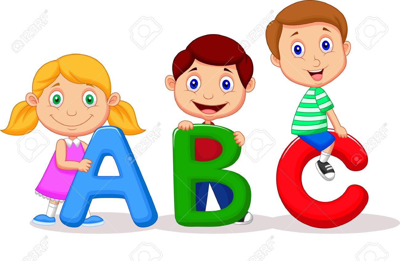 Children cartoon with ABC alphabet.