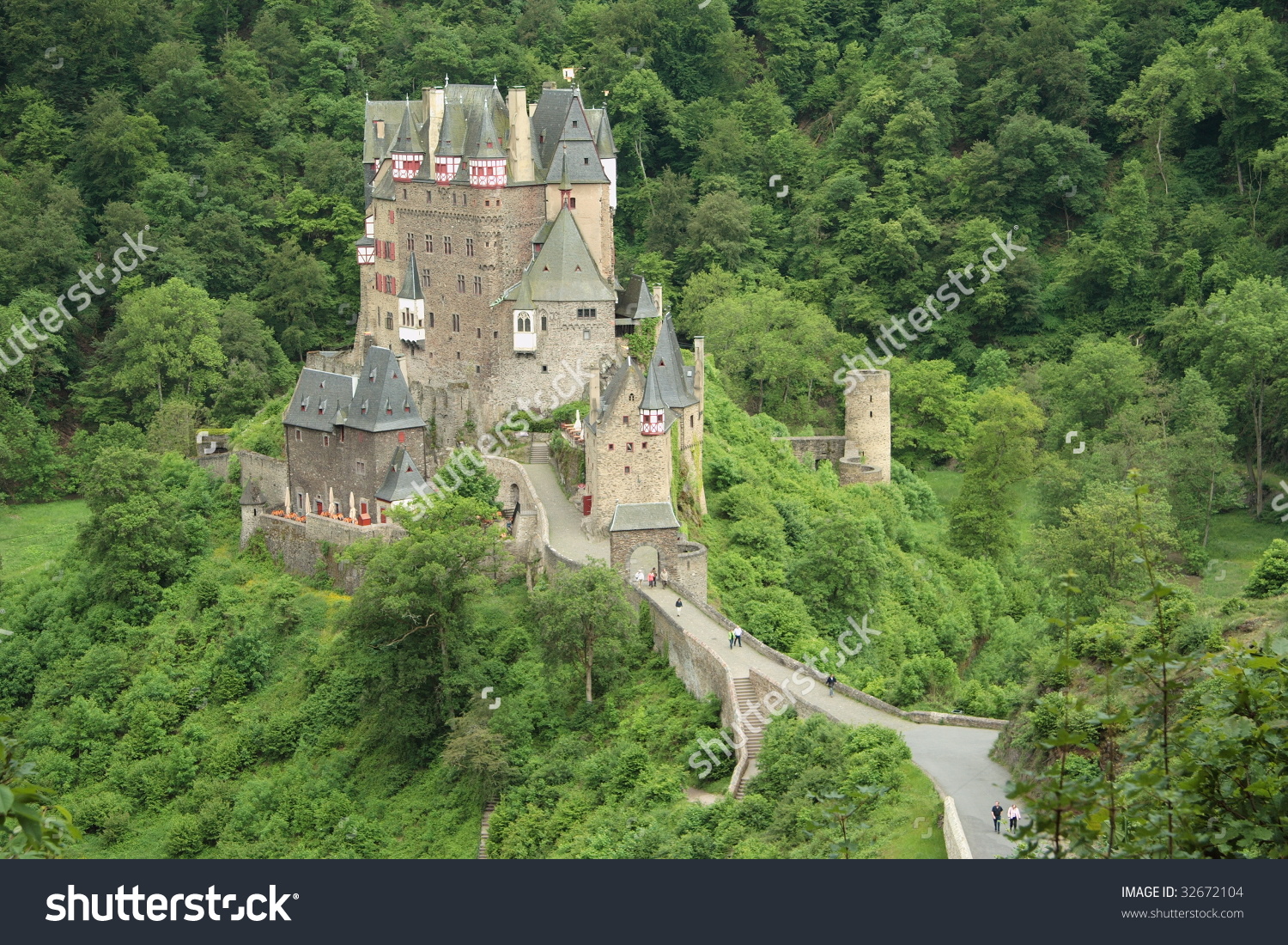 Medieval Castle Eltz In Moselle Valley, Germany Stock Photo.