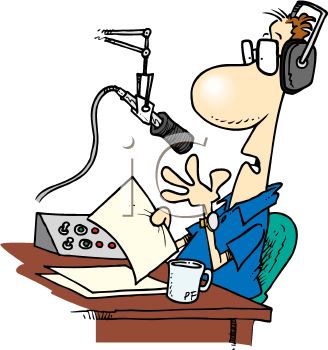 Royalty Free Clip Art Image: Cartoon of a Radio Talk Show Host.