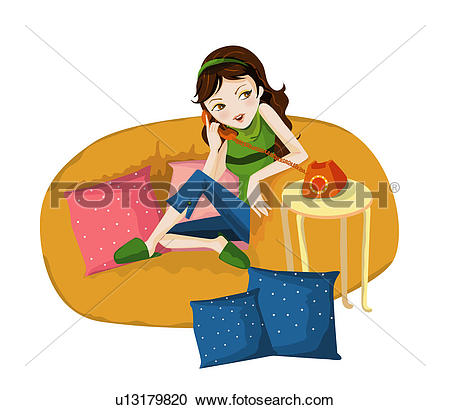 Stock Illustrations of Girl chatting on the Phone u13179820.