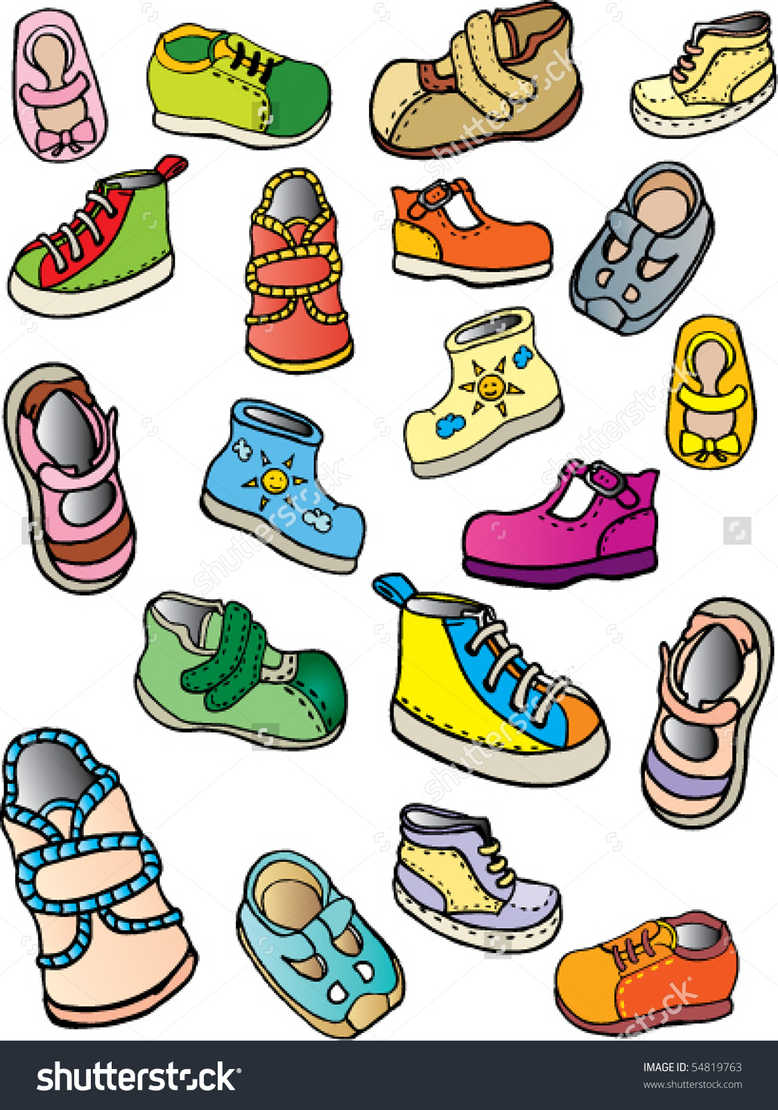 Childrens Shoes Stock Vector 54819763.