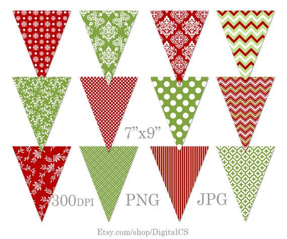 DIY Christmas garland Printable Christmas bunting clipart.