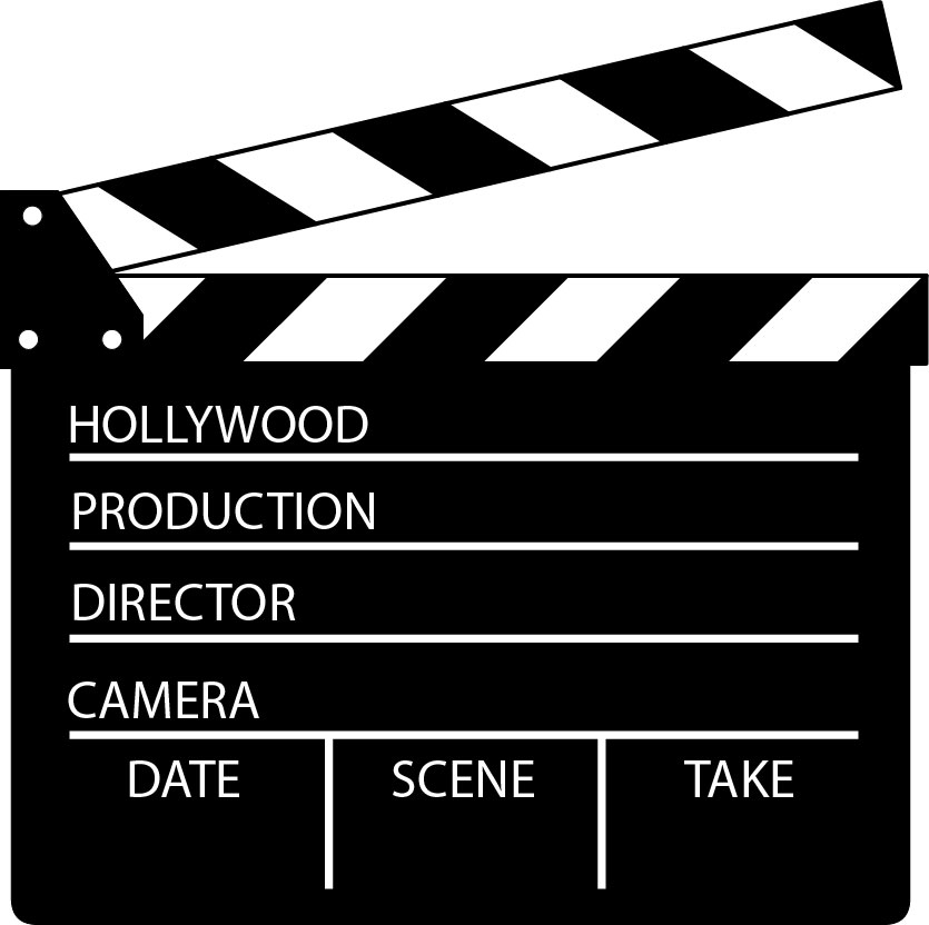 Movie clapper board clip art.