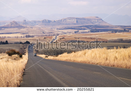 The Road Between Ficksburg And Clarens In South Africa Runs.