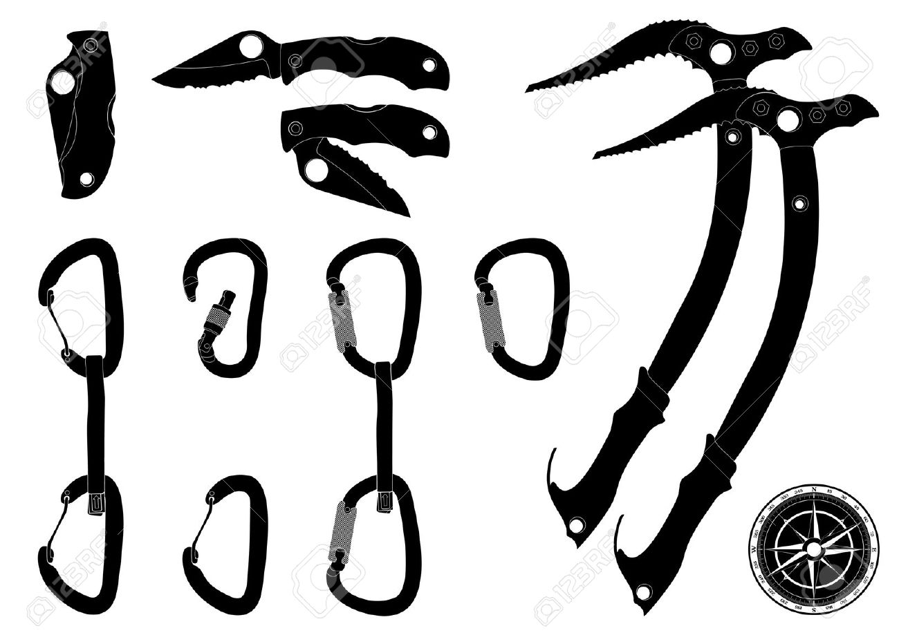 Mountain Climbing Equipment Clip Art.