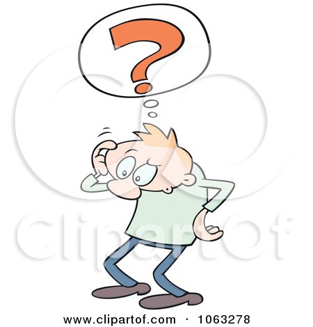 Clipart Confused Toon Guy Scratching His Head.