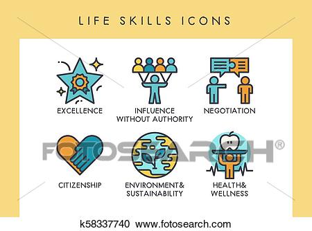 LIfe skills icons Clipart.