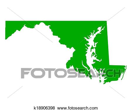 Map of Maryland Clip Art.