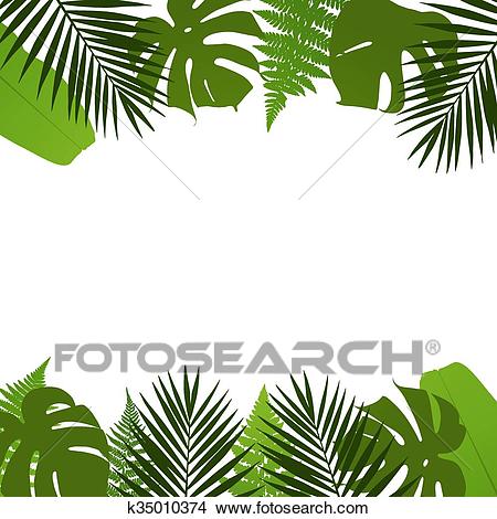 Tropical leaves background with pal Clipart.