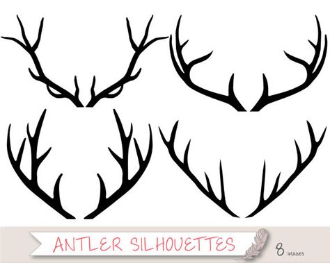 Antler Silhouette Clipart, Tribal Clipart, Deer Clipart Clip.