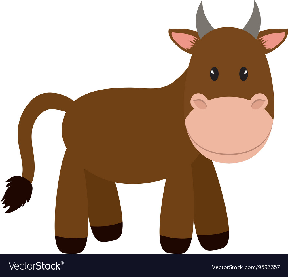 Brown cow icon cute animal design graphic.