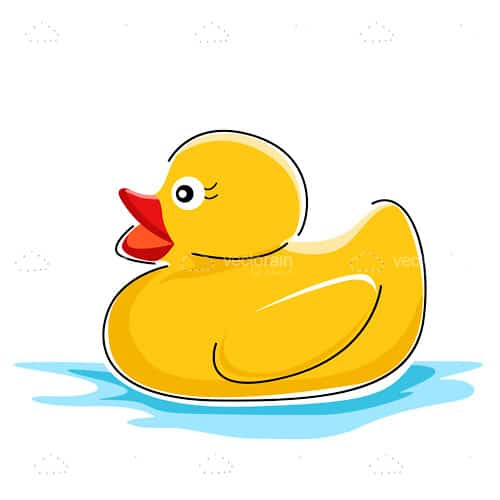 Yellow Duck Swimming in Water.