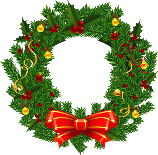 Large Transparent Christmas Wreath PNG Picture.