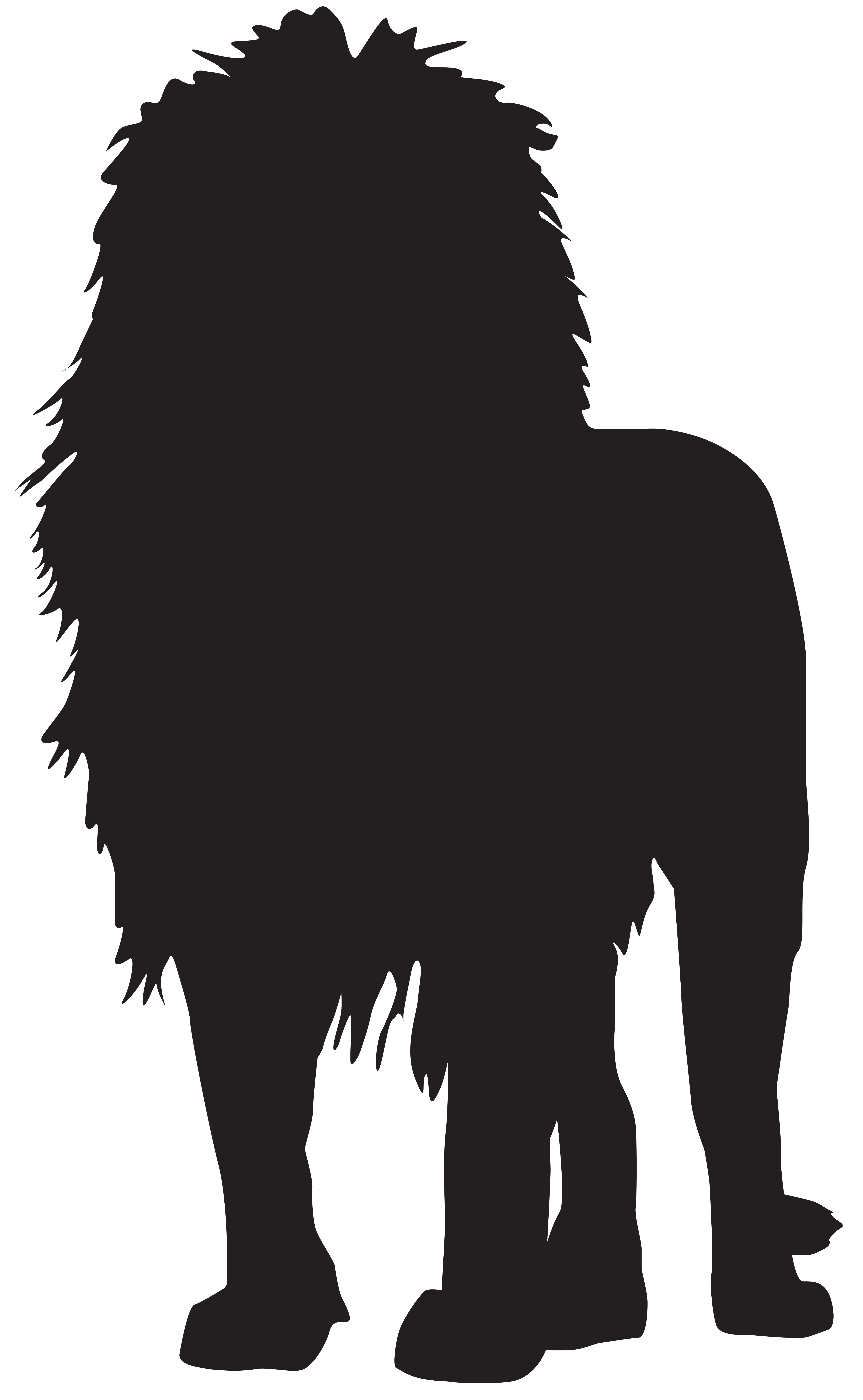 Lion Silhouette PNG Transparent Clip Art Image.