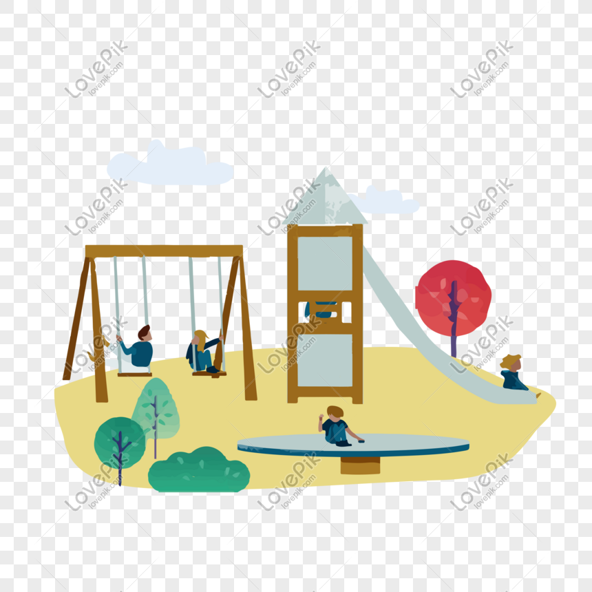 niños niños parque de atracciones escena vector clipart.