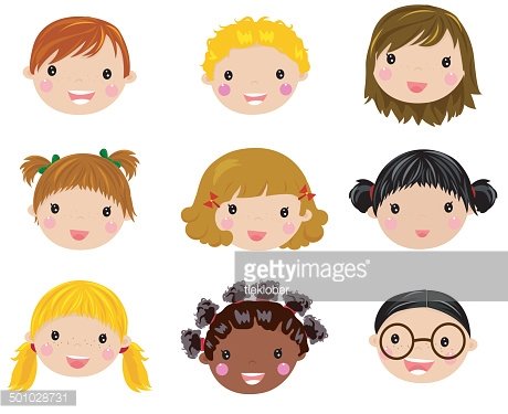 happy children face set Clipart Image.