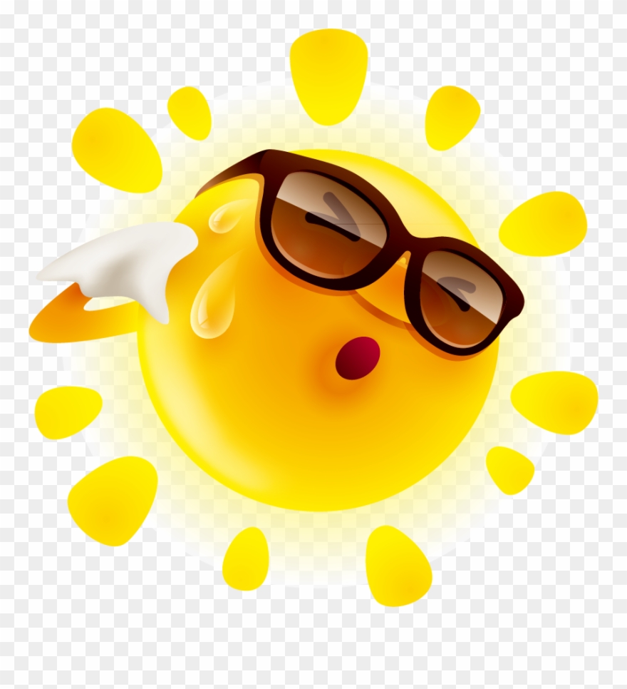 Summer Cute Sun Material Illustration Perspiration.