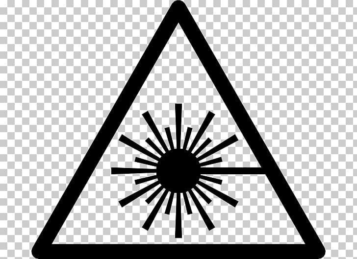 Laser safety Symbol, laser beam, silhouette of sun.