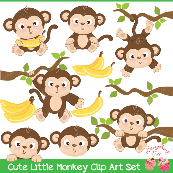 Cute Little Monkey Clipart.