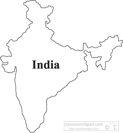 India Outline Map Clipart.