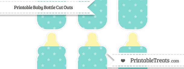 Tiffany Blue Star Pattern Medium Baby Bottle Cut Outs — Printable.