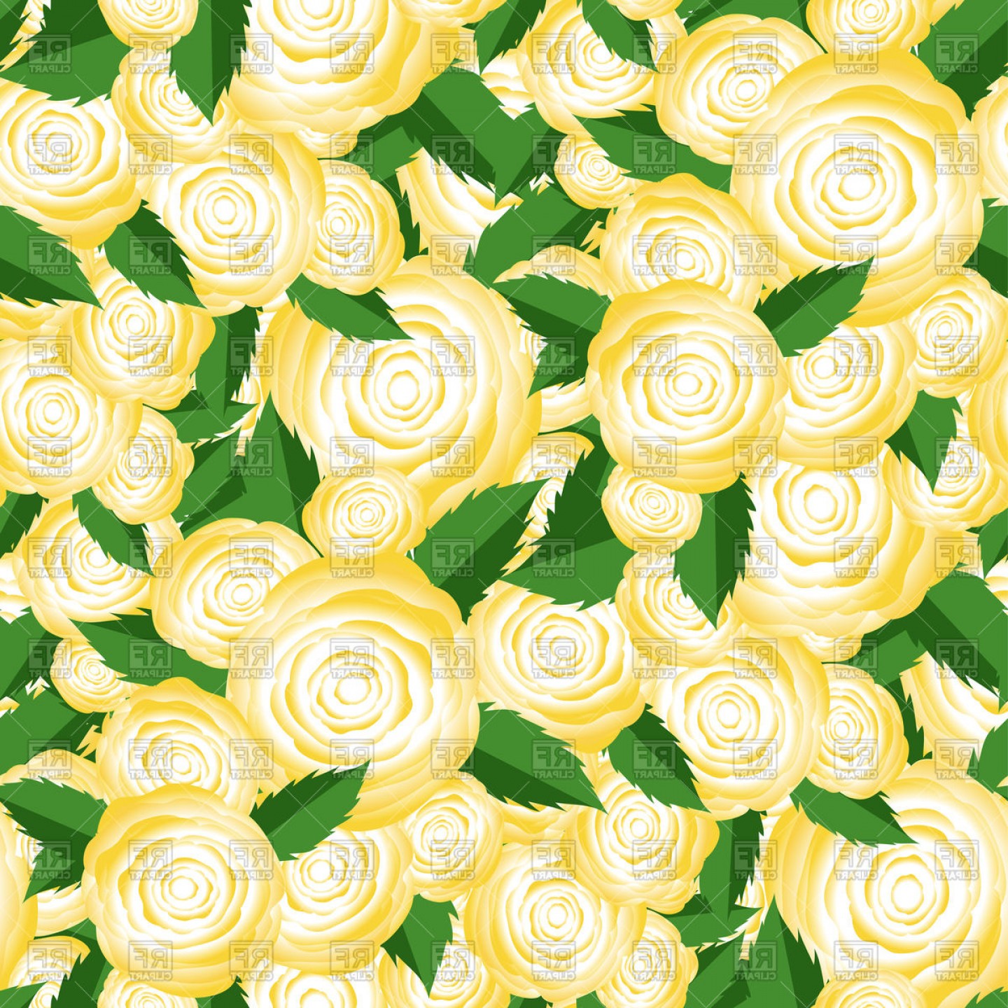 Bouquet Of Yellow Roses Random Seamless Pattern Vector Clipart.