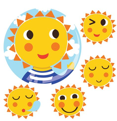 Cute Sun Clipart Vector Pack.