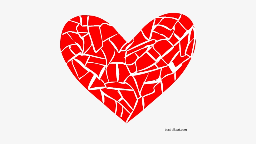 Broken Heart Or Mosaic Heart Clipart Free.