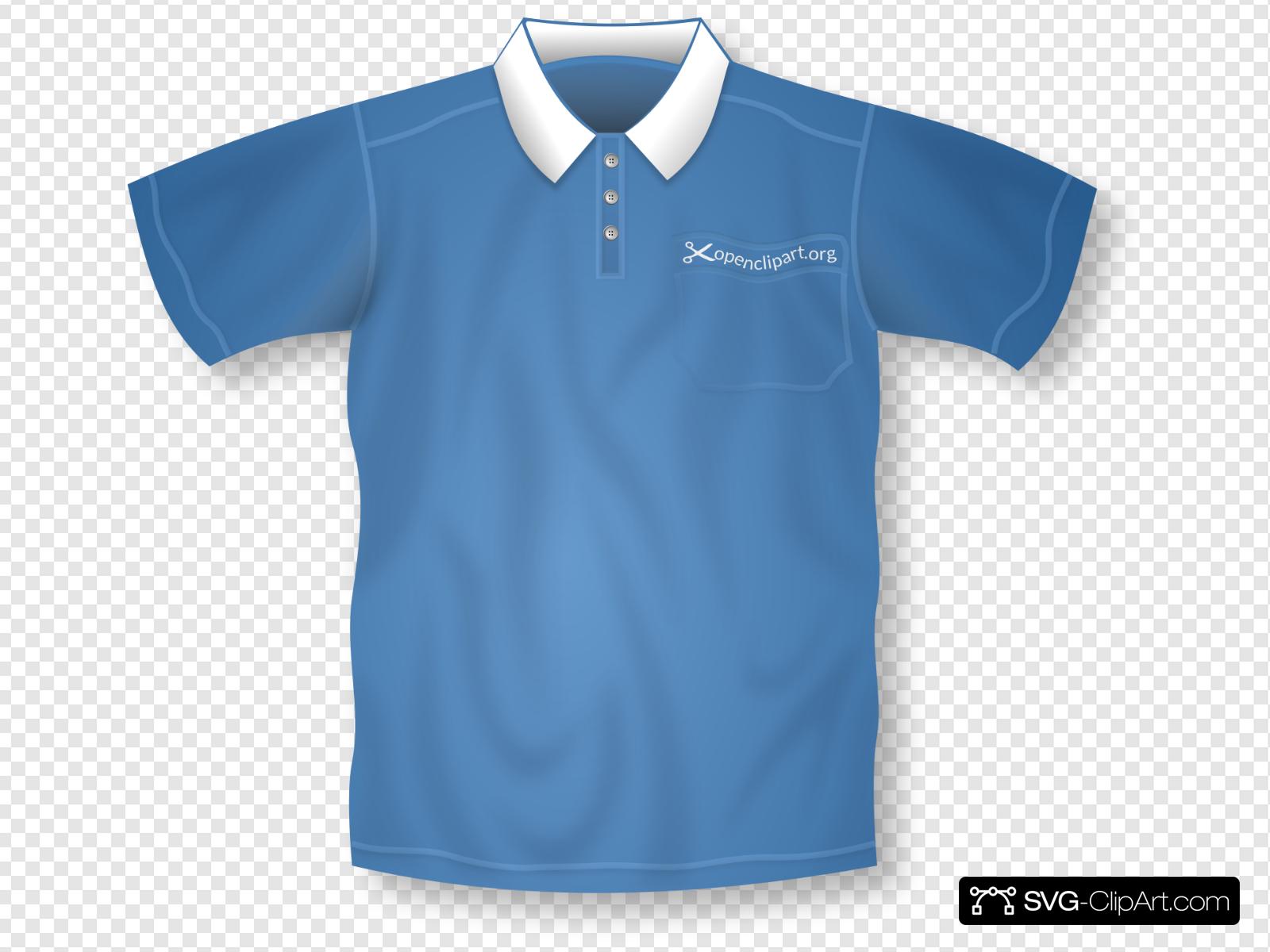 Blue Collared Short Sleeve Shirt Clip art, Icon and SVG.