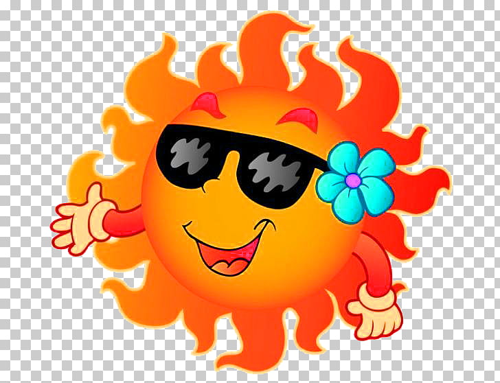 For Summer Free content , Cartoon smiling sun PNG clipart.