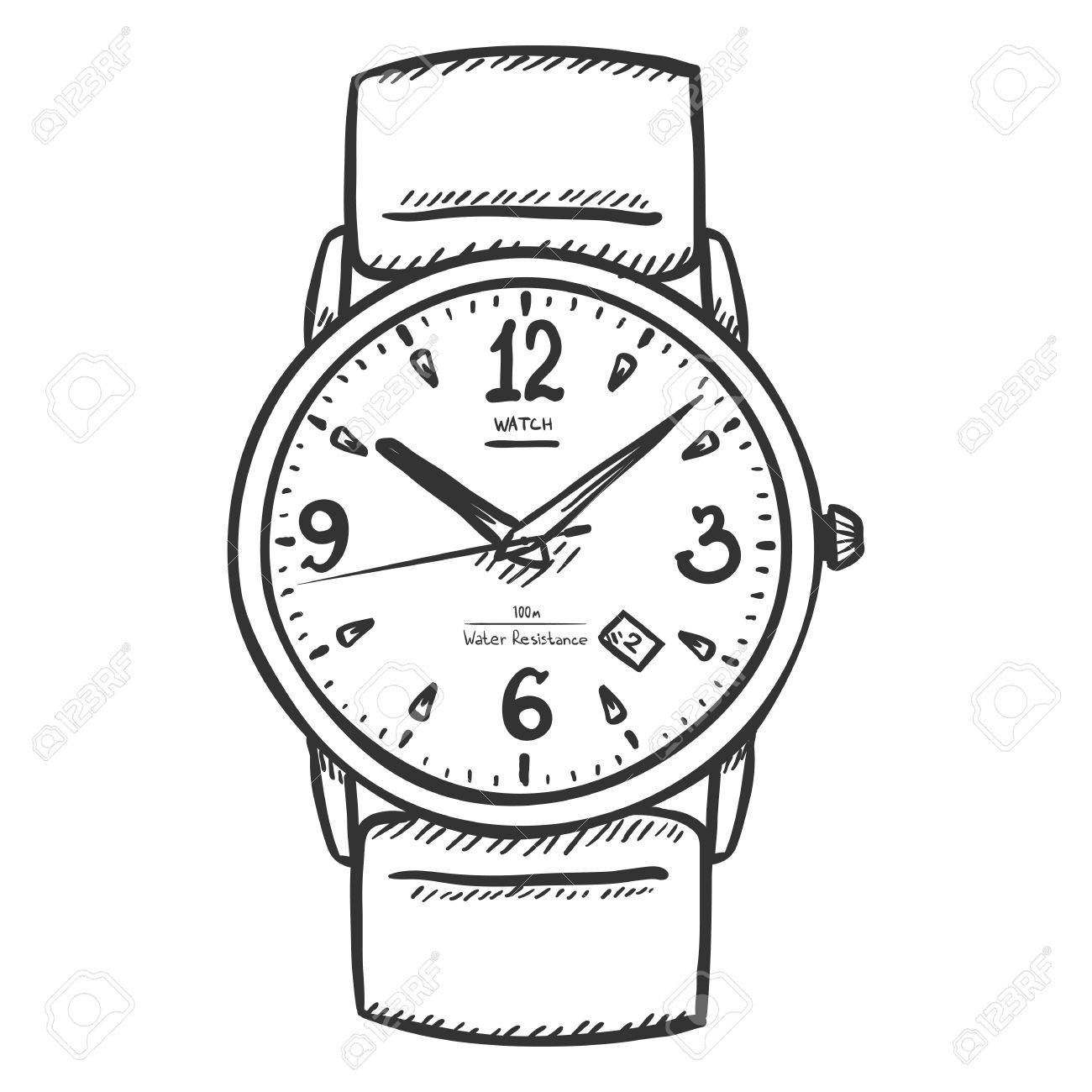 Vector Sketch Classic Mens Wrist Watch » Clipart Station.