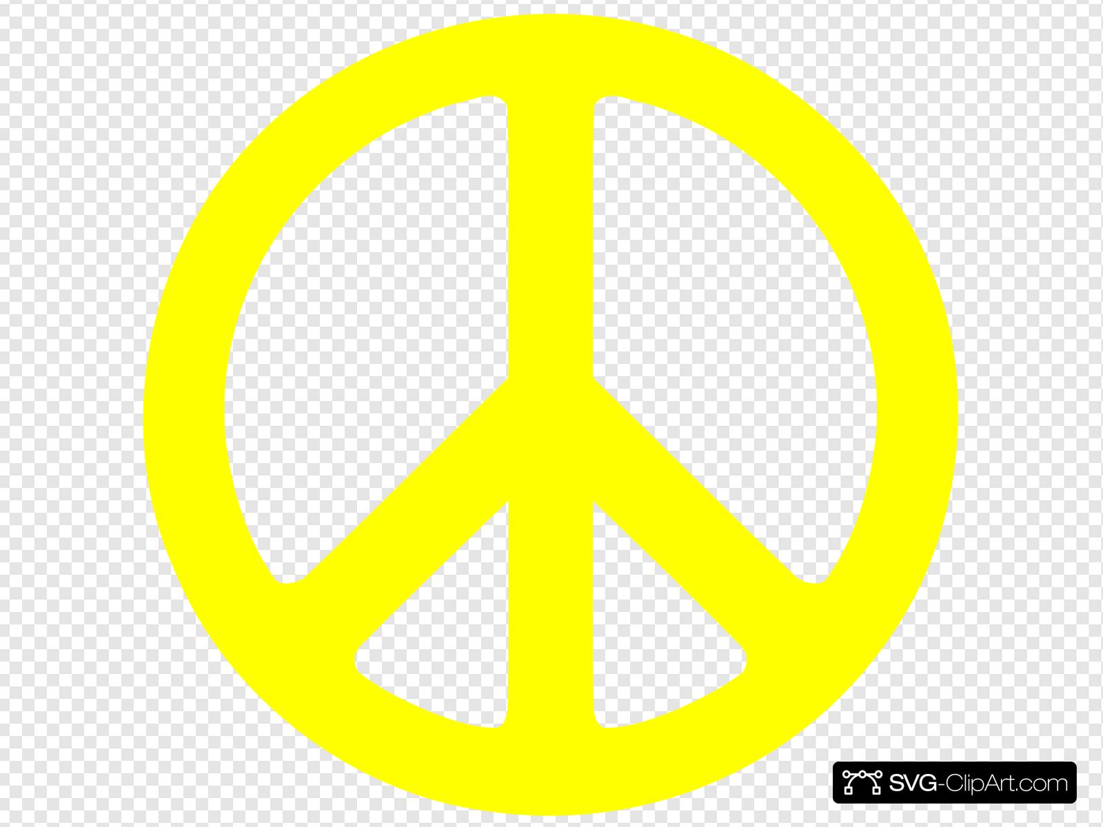 Yellow Peace Sign Clip art, Icon and SVG.