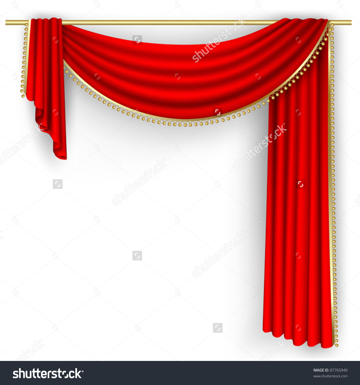 Theater Stage With Red Curtain. Clipping Mask. Mesh. Stock Vector.