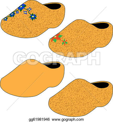 Wooden Clogs Clip Art.