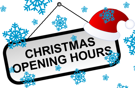 Christmas Opening Hours 2018.