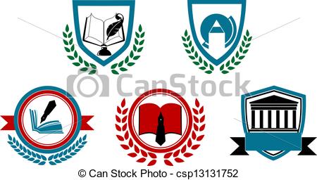 Clipart Vector of Set of abstract university or college symbols.