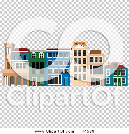 Clipart Illustration of a Commercial Shopping Center With Colorful.