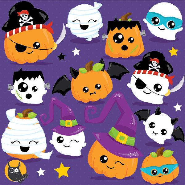 Halloween clipart commercial use, pumpkin clipart vector graphics.