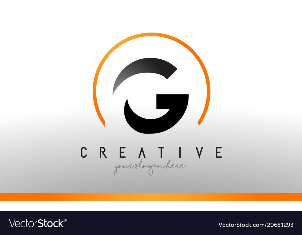 G letter logo design with black orange color cool.