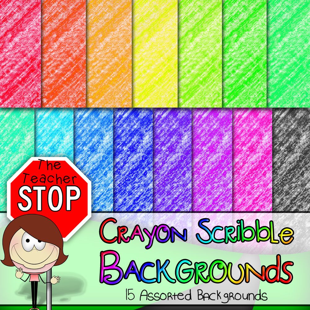 15 Colorful Crayon Scribble Backgrounds 12x12 {The Teacher.