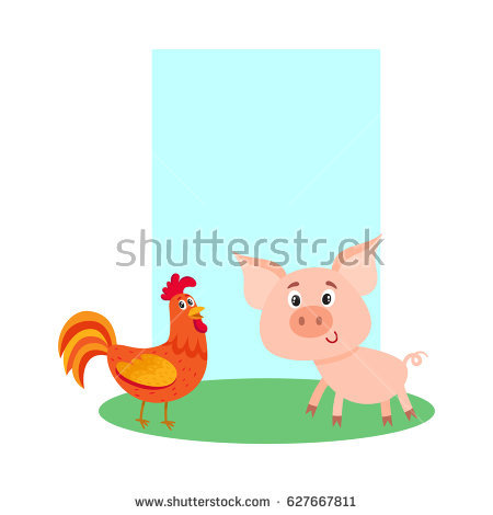 Funny Chicken Face Cartoon Stock.