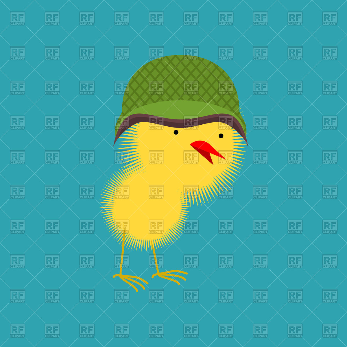 Cute chick in military helmet Stock Vector Image.