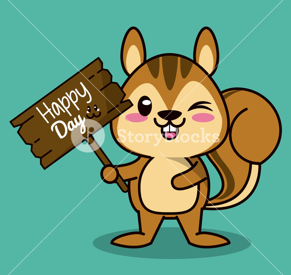 color background with cute kawaii animal chipmunk standing with.