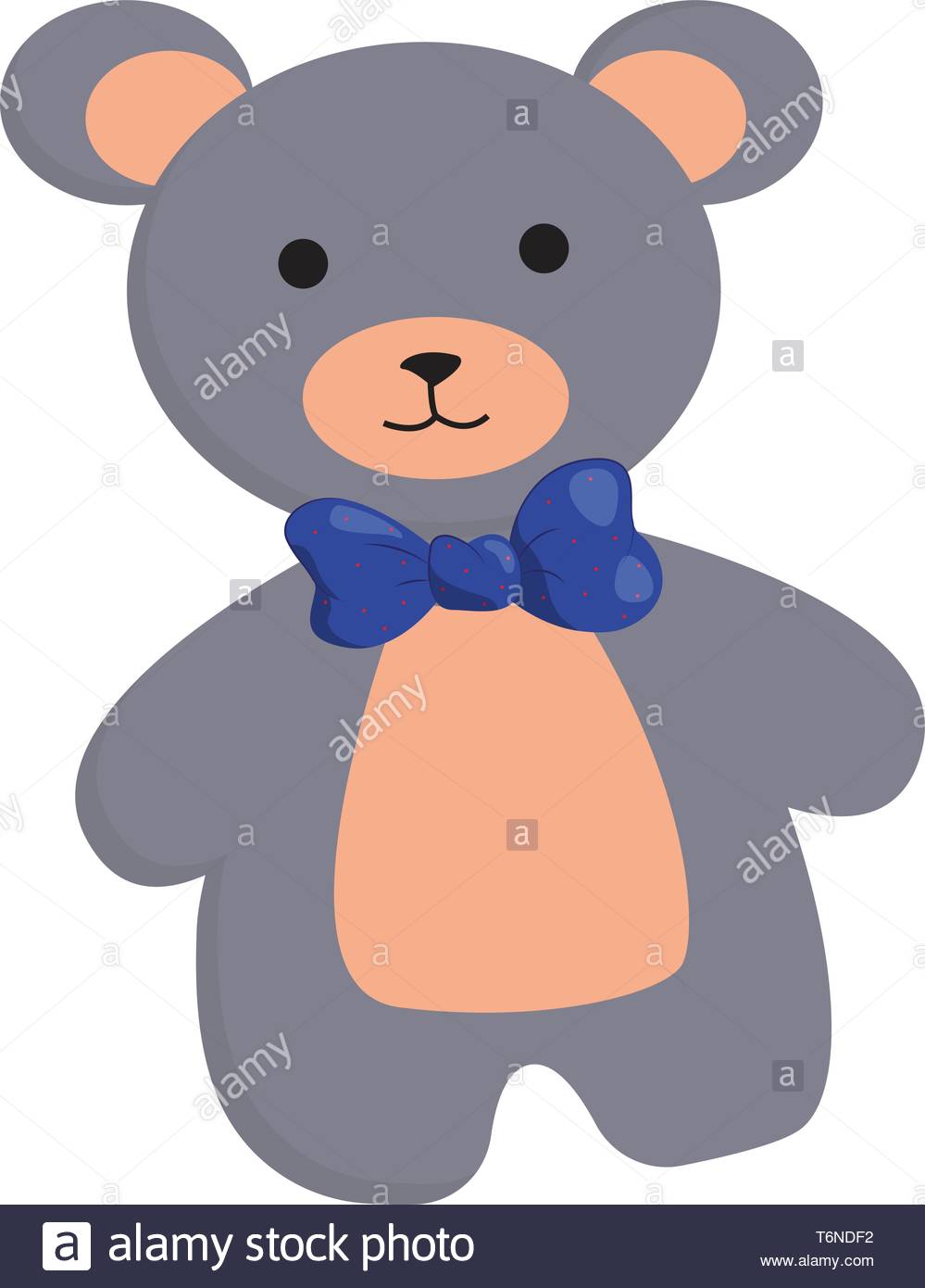 Clipart of a cute teddy bear in grey and peach colors wears a blue.