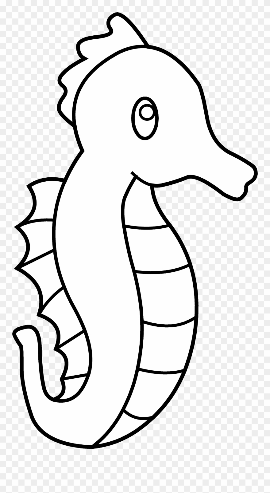 Cute Seahorse Line Art.