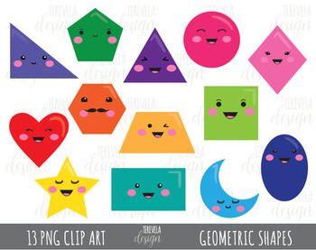 50% sale GEOMETRIC SHAPES clipart, kawaii geometric shapes clipart, 2D  shapes.