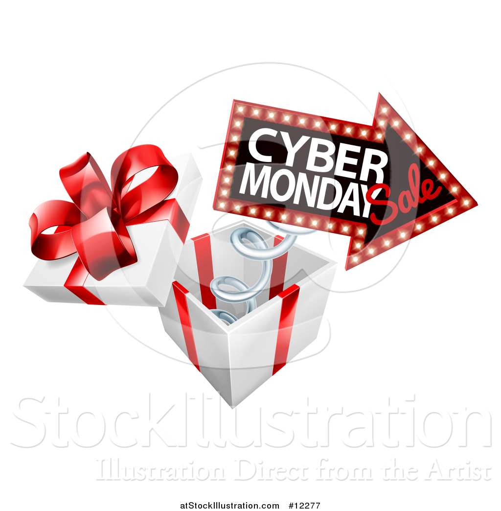 Vector Illustration of a Gift Box with a Cyber Monday Sale Sign by.