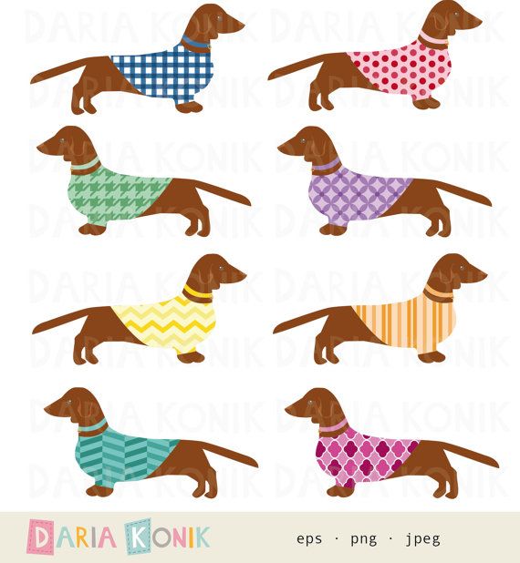 Dachshund Clip Art Set.