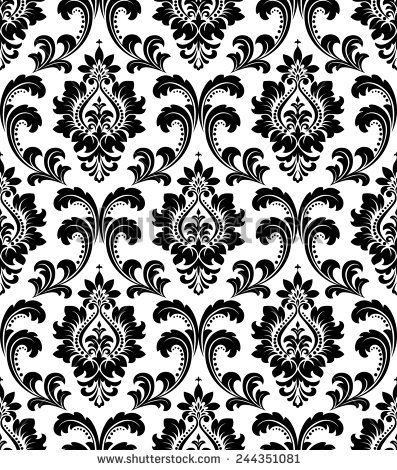 Black White Illustration Ornate Floral Arabesque Stock Vector.